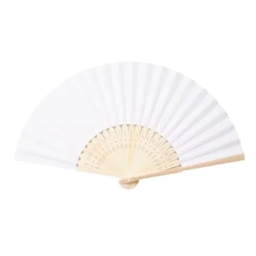 Durable 50pcs White Paper Hand Fans for Weddings
