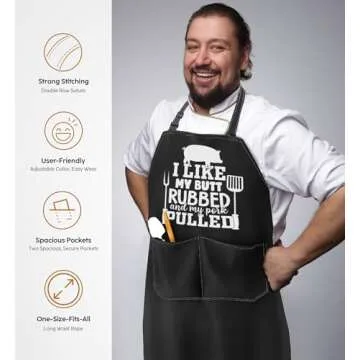 Funny BBQ Apron with Pockets - Best Gifts for Him