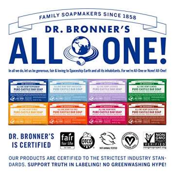 Dr. Bronner's - Pure-Castile Bar Soap (Tea Tree, 5 ounce, 2-Pack) - Made with Organic Oils, For Face, Body, Hair and Dandruff, Gentle on Acne-Prone Skin, Biodegradable, Vegan, Non-GMO
