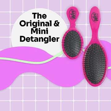 Wet Brush Detangling Hair Brush Set, Original Detangler & Mini Combo, Pink - Ultra-Soft IntelliFlex ...