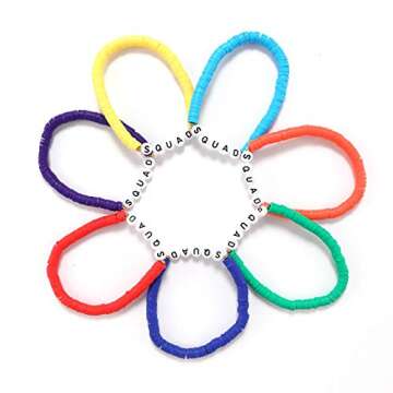 Colorful Heishi Surfer Bracelets Set for Women Stackable Rainbow Polymer Clay Disc Beaded Stretch Br...