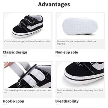 Sonsage Baby Boys Girls Canvas Sneaker Non-Slip Breathable Prewalker Crib Shoes Toddler First Walker Shoes for 0-18 Months