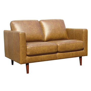Amazon Brand - Rivet Revolve Modern Loveseat Sofa, 56"W, Caramel Leather