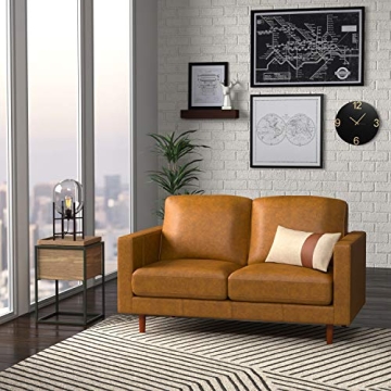 Amazon Brand - Rivet Revolve Modern Loveseat Sofa, 56"W, Caramel Leather