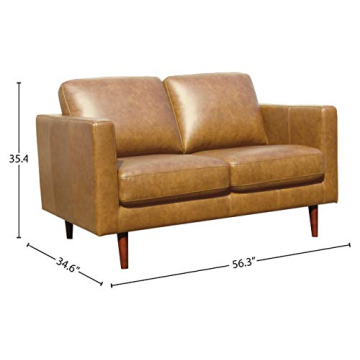 Amazon Brand - Rivet Revolve Modern Loveseat Sofa, 56"W, Caramel Leather
