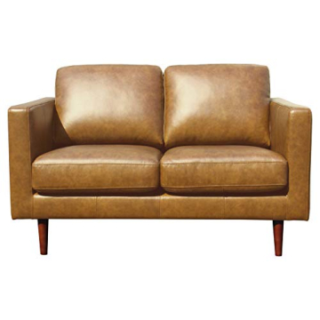 Amazon Brand - Rivet Revolve Modern Loveseat Sofa, 56"W, Caramel Leather