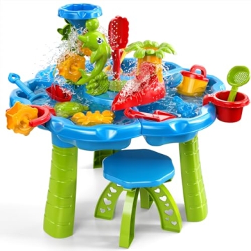 TEMI 3-in-1 Sand Water Table Ideal for Toddler Play