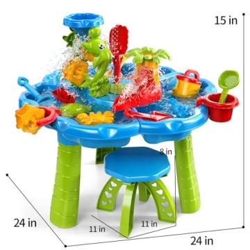 TEMI 3-in-1 Sand Water Table Ideal for Toddler Play