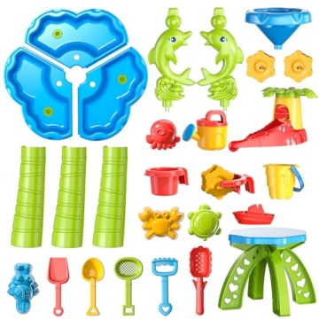 TEMI 3-in-1 Sand Water Table Ideal for Toddler Play