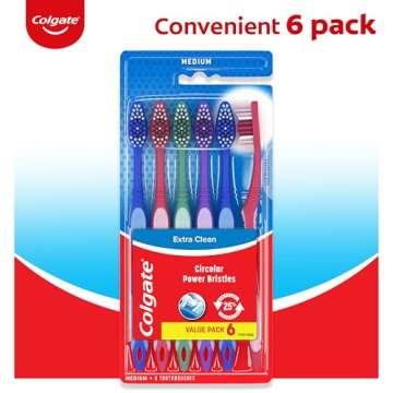 Colgate Extra Clean Toothbrush 6 Pack with Medium Bristles