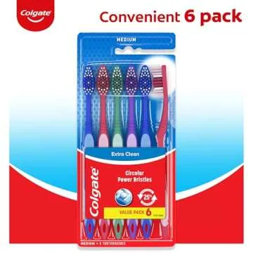 Colgate Extra Clean Toothbrush 6 Pack with Medium Bristles