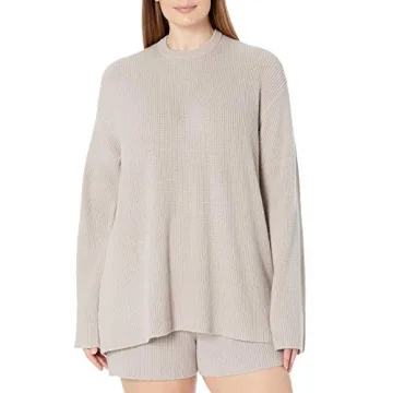 Alice Crewneck Back Slit Ribbed Pullover Sweater for Women