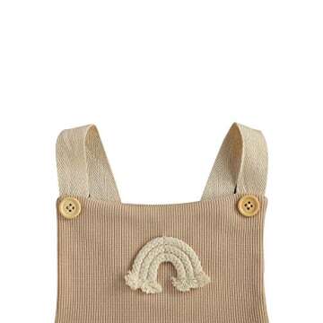 kids Baby Girl Boy Rainbow Ribbed Pompoms Romper Sleeveless Baby Girl Kint Clothes (3-6 Months, brown)
