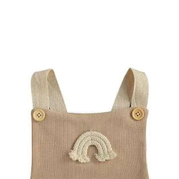 kids Baby Girl Boy Rainbow Ribbed Pompoms Romper Sleeveless Baby Girl Kint Clothes (3-6 Months, brown)