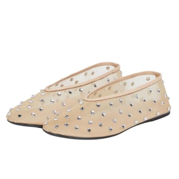 Elegant Arqa Crystal-Embellished Mesh Ballet Flats for All Occasions