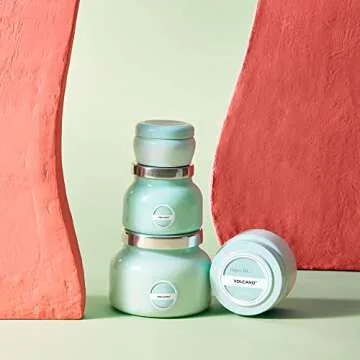 Capri Blue Volcano Scented Mini Tin Jar Candle - Printed Mini Tin Candles for Home Scented with Tropical Fruit & Sugared Citrus - Long Lasting Soy Wax Blend - Aqua (3 oz)