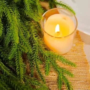 WBHome 2 PCS Pre-lit Real Touch Norfolk Pine Prelit Christmas Garland, Winter Greenery Garland for Christmas, Holiday Seasonal Outdoor/Indoor Home Decor, 6FT Long