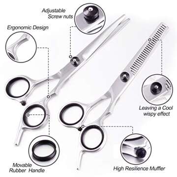 EZIGO Professional Hair Cutting Scissors Set 11 PCS Hair Cutting Scissors Thinning Shears Multi-Use Haircut Kit Scissors Hair Cutting Shears Set for Barber Salon Home Hair Cutting Scissors