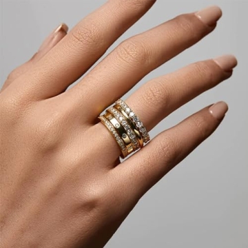 14k Gold Plated Women's Rings Set Non-Tarnish Elegant