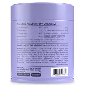 Finn Digestive Probiotics for Dogs - Complete Digestive System Support with Pumpkin, Prebiotics, & Live Probiotics - Vet Recommended & Made in The USA - 90 Soft Chews