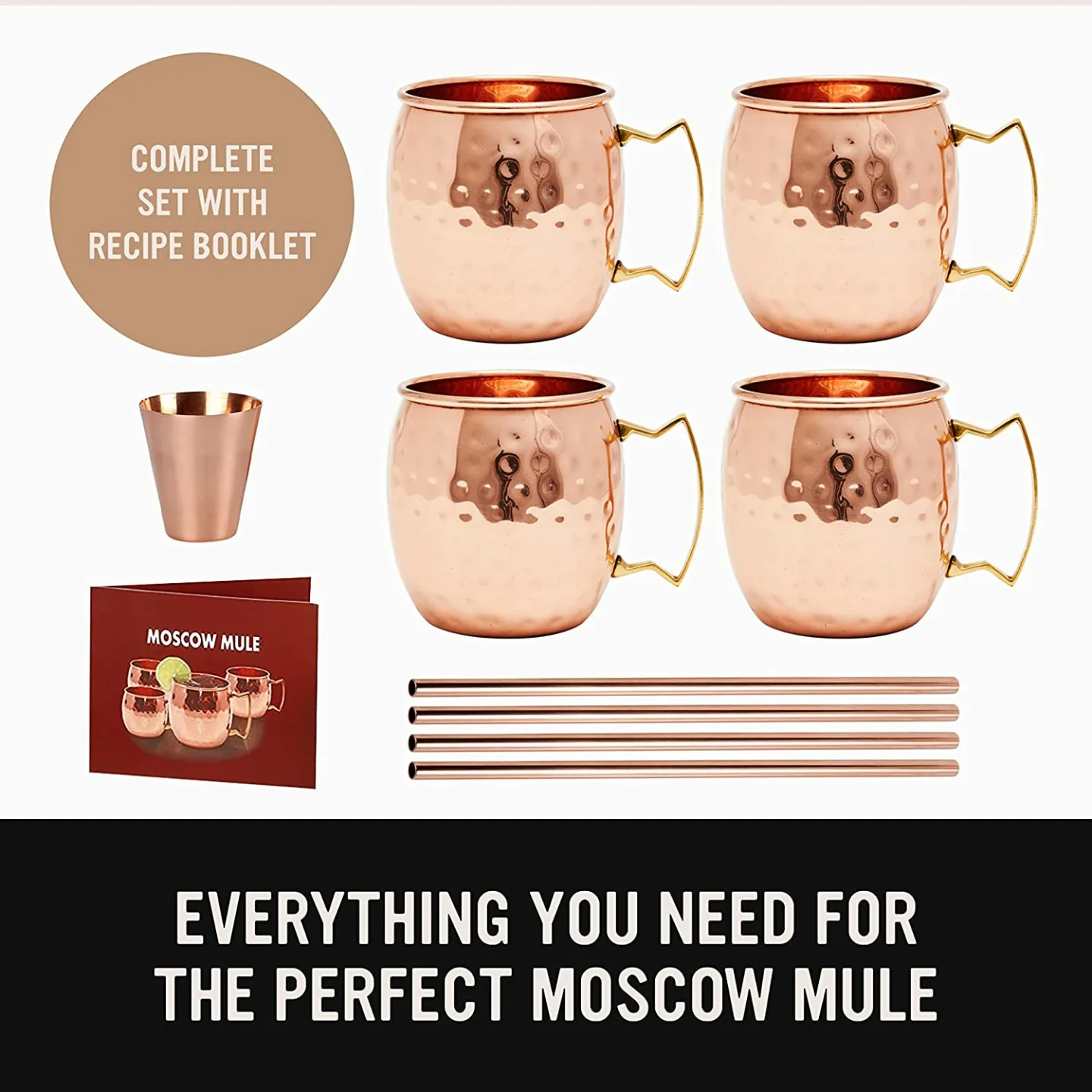 Will's Copper Moscow Mule Mugs Set of 4 - 16oz