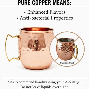 Will's Copper Moscow Mule Mugs Set of 4 - 16oz