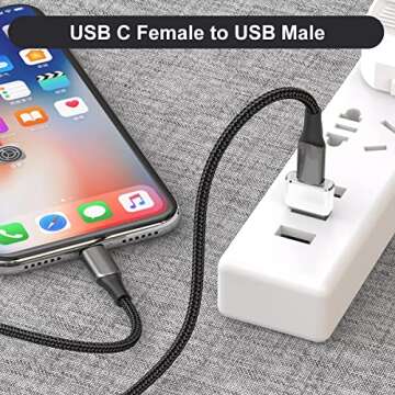 Basesailor USB to USB C Adapter 2 Pack,Type C Female to A Male Cable Converter for Apple Watch Ultra iWatch Series 7 8,iPhone 15 14 13 12 Pro Max Mini,AirPods,iPad 9 Air 4 5,Samsung Galaxy S23 S21 S22