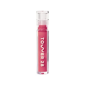 Tower 28 ShineOn Milky Lip Jelly, Coconut, Non-Sticky, Hydrating Vegan Lip Gloss in Milky Rosy Pink,...