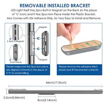 Motion Sensor Closet Light, Upgraded Rechargeable 39 LED Wardrobe Light Stick-on Anywhere Under Cabinet Lighting/Hallway/Closet/Night Light Bar, 2 Sensor Mode (Only Motion, Motion & Light)