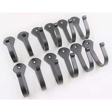 THDC Nail Hooks, Vintage, Rustic Curved Metal Fasteners – Decorative Colonial Wall Décor, Heavy Duty Wall Hooks, Hangers for Keys, Coats, Robe, Bags, Home, Kitchen Set of 12 (Big 2.5")