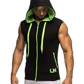 LemonGirl Men's Bodybuilding Sleeveless Gym Hoodie