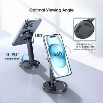 ABSKRYO Magnetic Phone Stand for Desk Mag-Safe Phone Holder Adjustable Angle Phone Stand with 360° Rotation Folding Cell Phone Stand Compatible with iPhone 16 15 14 13 12 Series
