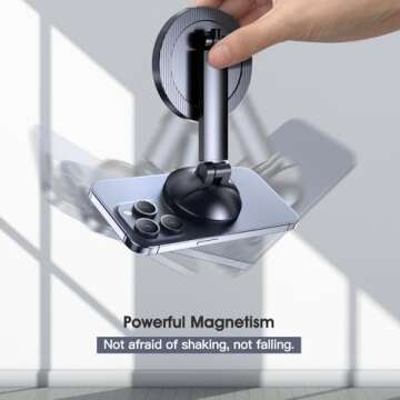 ABSKRYO Magnetic Phone Stand for Desk Mag-Safe Phone Holder Adjustable Angle Phone Stand with 360° Rotation Folding Cell Phone Stand Compatible with iPhone 16 15 14 13 12 Series