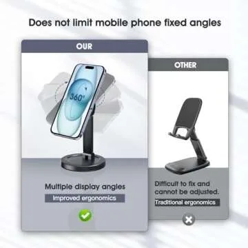 ABSKRYO Magnetic Phone Stand for Desk Mag-Safe Phone Holder Adjustable Angle Phone Stand with 360° Rotation Folding Cell Phone Stand Compatible with iPhone 16 15 14 13 12 Series