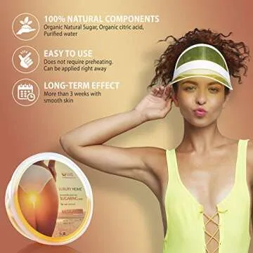 Sugaring Hair Removal Kit – Medium Luxury Home Wax for All Body, Universal Organic Depilation from USA, 12 oz – For Women and Men