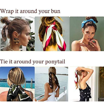 Cutewing Hair Scarf Ties Ponytail with 6PCS Scarf-Scrunchies, Paisley Flower Printing, Chiffon Material, for Women Girls, Hair Accessories