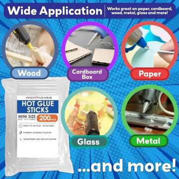 Innovative Haus Mini Hot Glue Sticks 200 Pack - Fast & Strong Adhesion