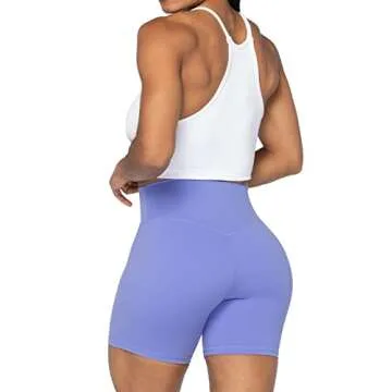 Sunzel 5" High Waist Biker Shorts for Women No Front Seam Soft Yoga Workout Gym Bike Shorts Tummy Control Squat Proof Purple