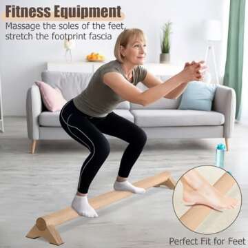 TOBWOLF Beech Wood Balance Beam for Home, 40 Inch Gymnastics Balance Beams for Adult Balance Practic...