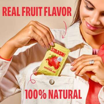 Smash Foods Strawberry Jam Squeeze Packets - Natural Superfood Snack