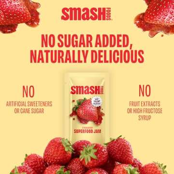 Smash Foods Strawberry Jam Squeeze Packets - Natural Superfood Snack