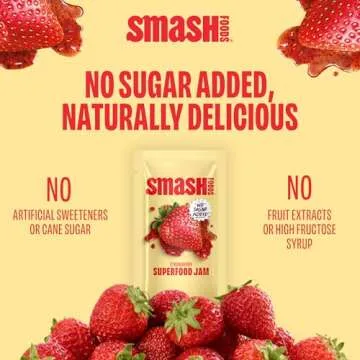 Smash Foods Strawberry Jam Squeeze Packets - Natural Superfood Snack