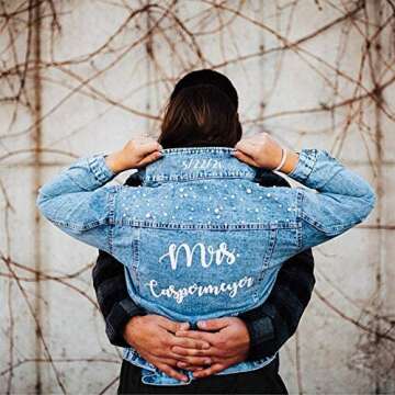 Custom Denim Jacket with Pearls for Brides