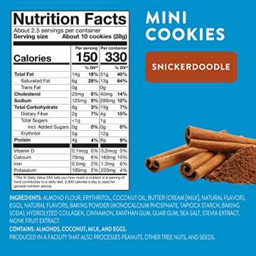 HighKey Low Carb Snickerdoodle Cookie - Keto Snacks Diabetic Desserts Diet Friendly Food Gluten Free Zero Carbs Treat Cinnamon Sweets Healthy Snack Foods Almond Flour Sugar Free Cookies 3Pack