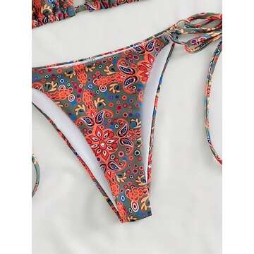 SOLY HUX Women's Paisley Print Halter Triangle Tie Side Bikini Sets Two Piece Swimsuit Bathing Suits Multicoloured Print Small