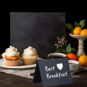 SUMERBOX 20 Pack Mini Chalkboard Signs, 4"x3" Small Chalkboard Signs for Food Buffet Party, Tabletop Chalkboard Signs Food Labels for Wedding Bakery Buffet, Easy to Write and Wipe Off