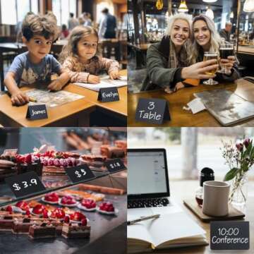 SUMERBOX 20 Pack Mini Chalkboard Signs, 4"x3" Small Chalkboard Signs for Food Buffet Party, Tabletop Chalkboard Signs Food Labels for Wedding Bakery Buffet, Easy to Write and Wipe Off