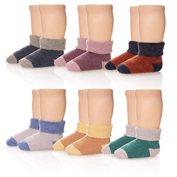 Eocom 6 Pairs Children's Winter Thick Warm Wool Socks Soft Kids Socks Random Color (1-3 Years, Solid...