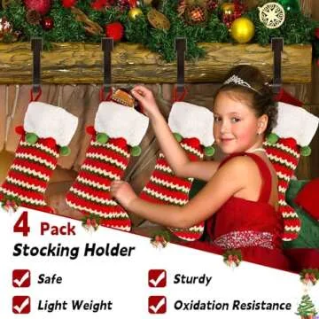 Sturdy Christmas Stocking Holders for Mantle Set of 4
