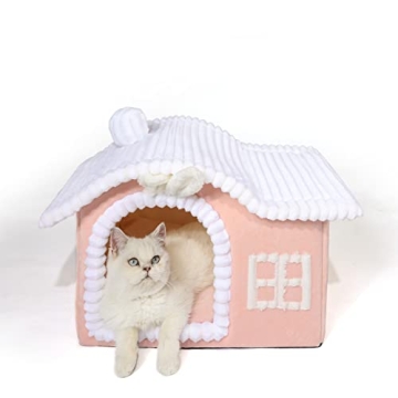 Jiupety Kitten Cat House - Cozy, Cartoon-Style Sanctuary for Indoor Cats